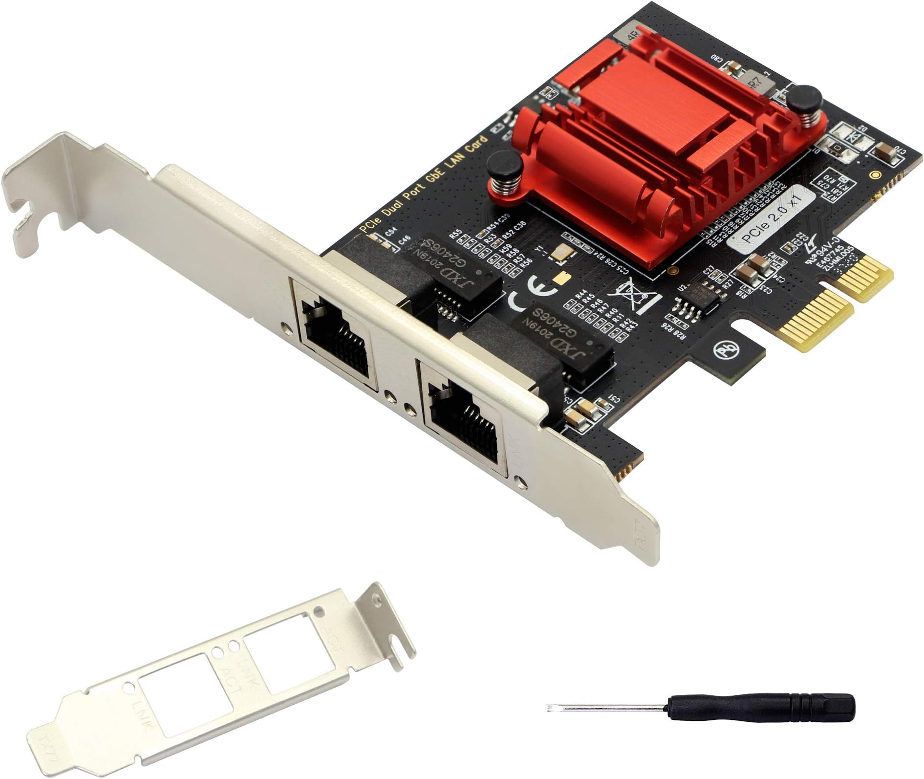 Dual Port Gigabit Ethernet Converged PCI-E x1 card,2X RJ45 Gigabit Network Interface Controller Adapter,with 82575EB Chipset for Desktops,work stations,servers, with Low Profile Bracket.