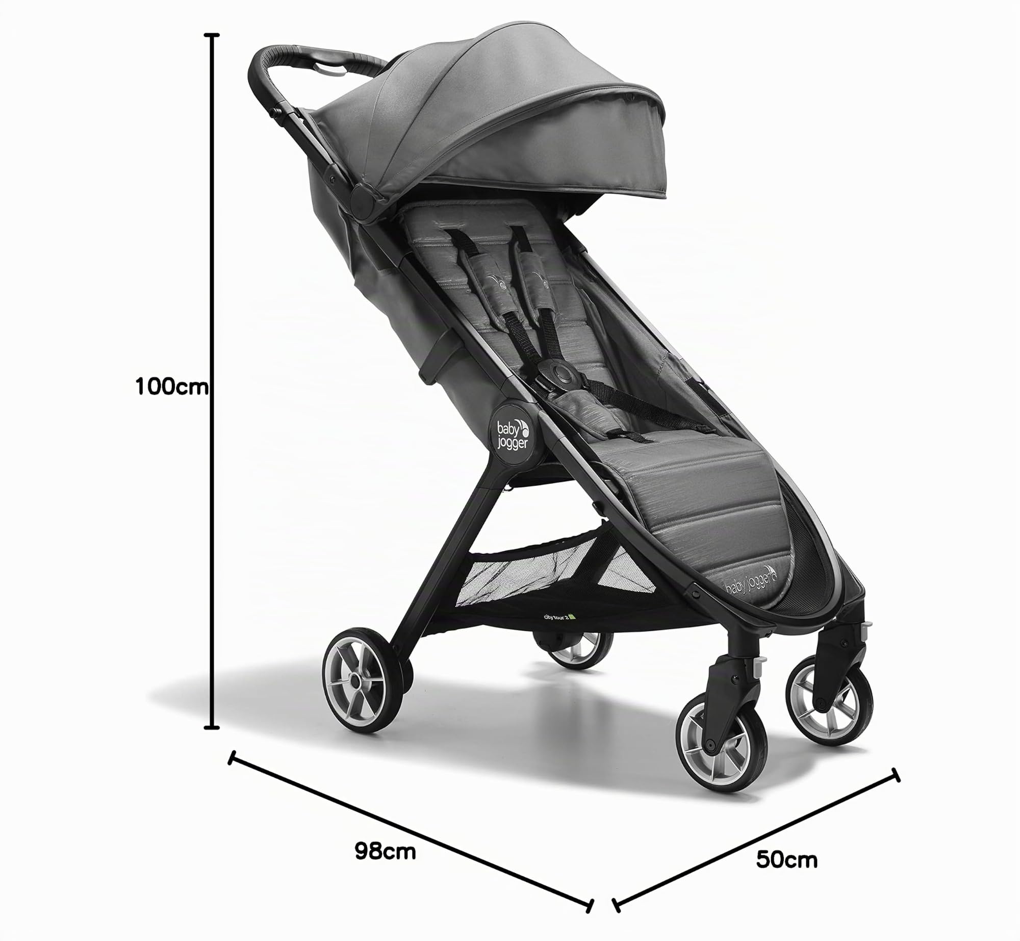 Baby Jogger City Tour 2 Reisebuggy, kompakter Buggy mit Einhandfalt, Shadow Grey