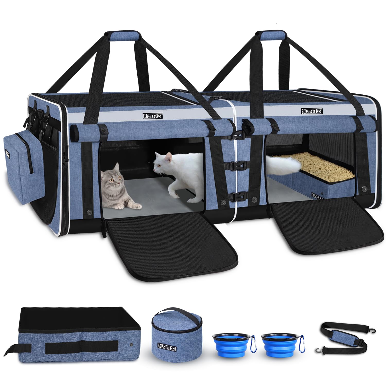 Amazon.com : Petskd Double Extra Large Cat Carrier with Litter Box