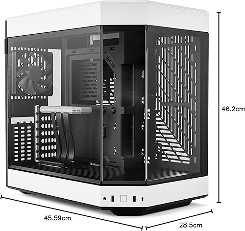 Vista 79 de HYTE Y60 - Moderna caja para juegos ATX de torre media con doble cámara panorámica de vidrio templado y cable elevador PCIE 4.0 incluido