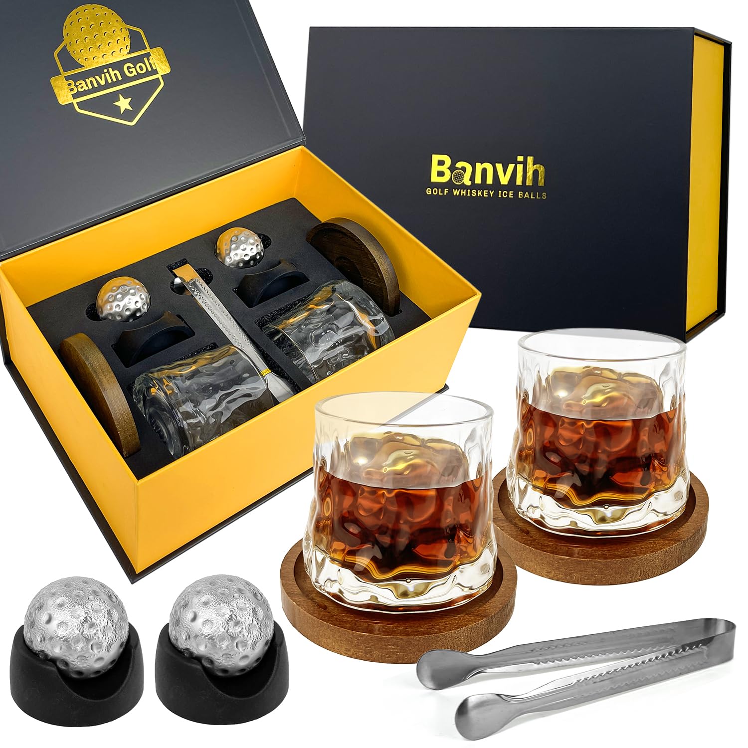 Banvih Whiskey Golf Stones Set