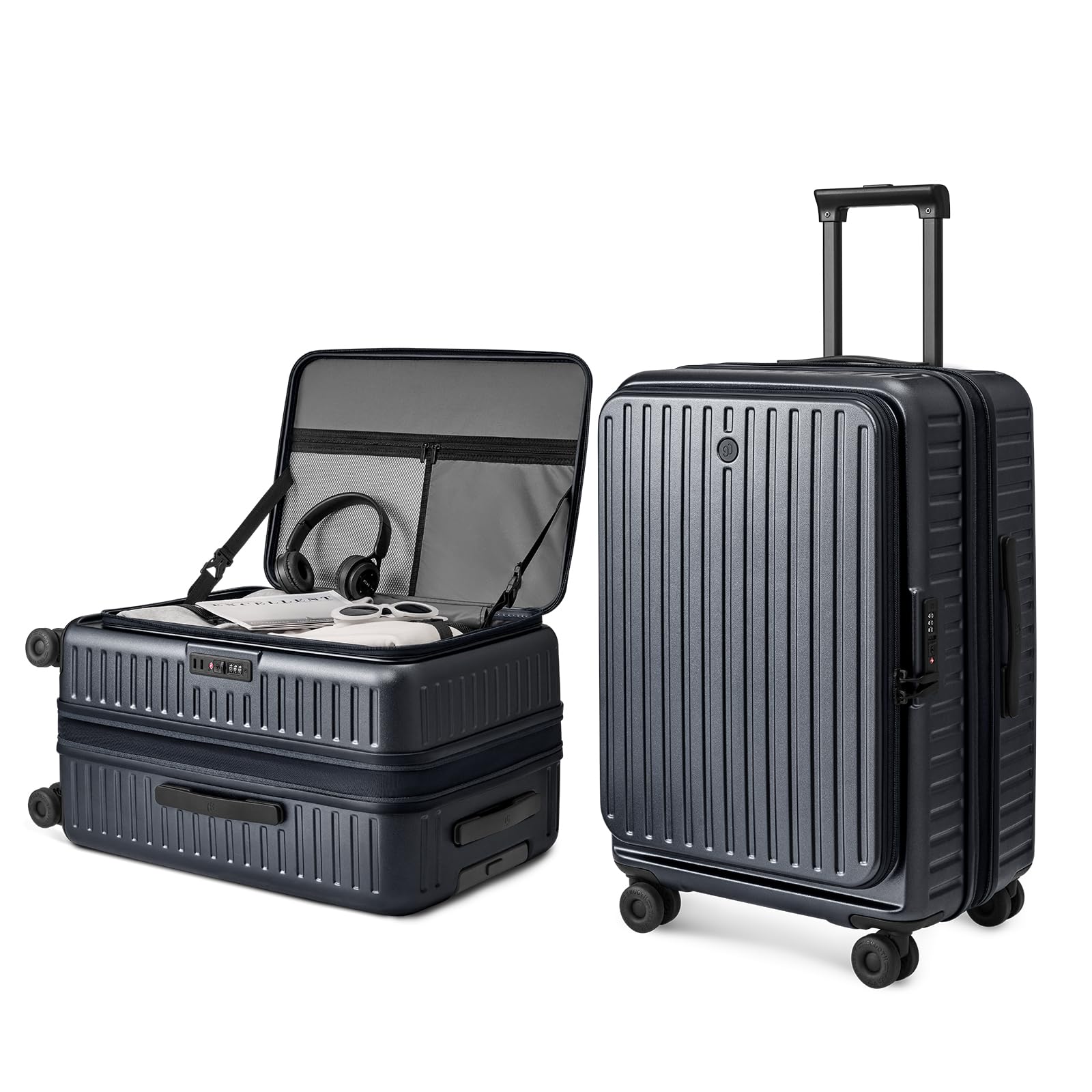 NINETYGO Top Opening Checked Luggage, Lightweight Medium Suitcase, ALPS