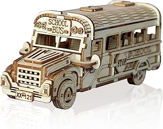 3D Wooden Puzzle for Adults, DIY Creative School Bus Design Model Kit, Creative Assembly Model Building Kits to Build for Adults, DIY Assembly Puzzle for Christmas Day
