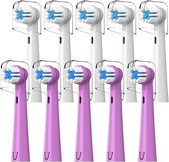 Replacement Brush Heads Compatible with Brusheez Kids Electric Toothbrush, White and Purple, 10 Count