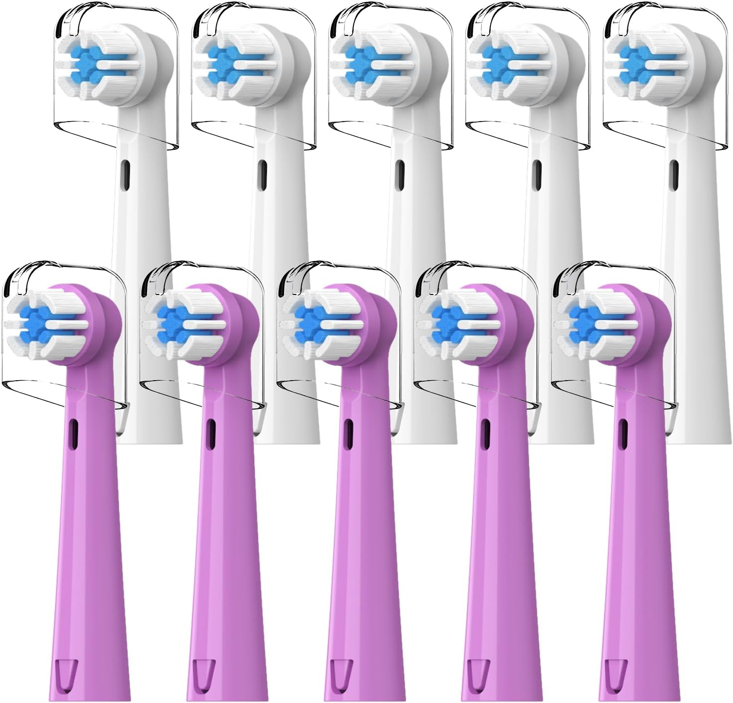 Replacement Brush Heads Compatible with Brusheez Kids Electric Toothbrush, White and Purple, 10 Count