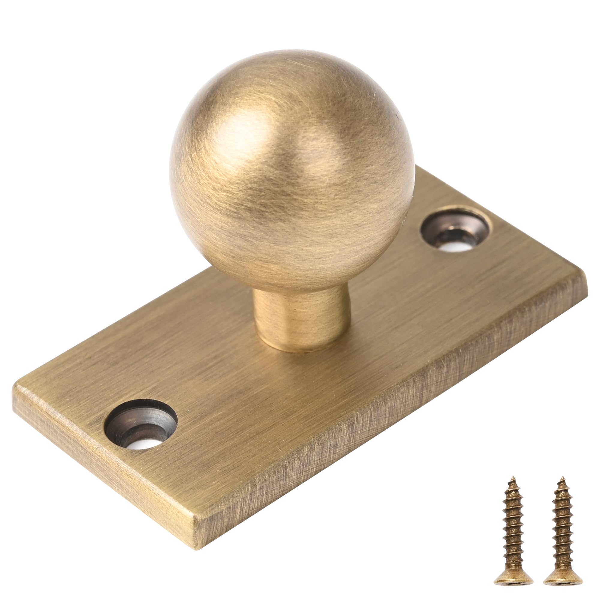 SALISENG Solid Brass Cabinet Knob with Backplate 5 Pack- Antique Brass Drawer Pulls and Handles for Cabinet, Dresser, Wardrobe, Cupboard, Vanity,