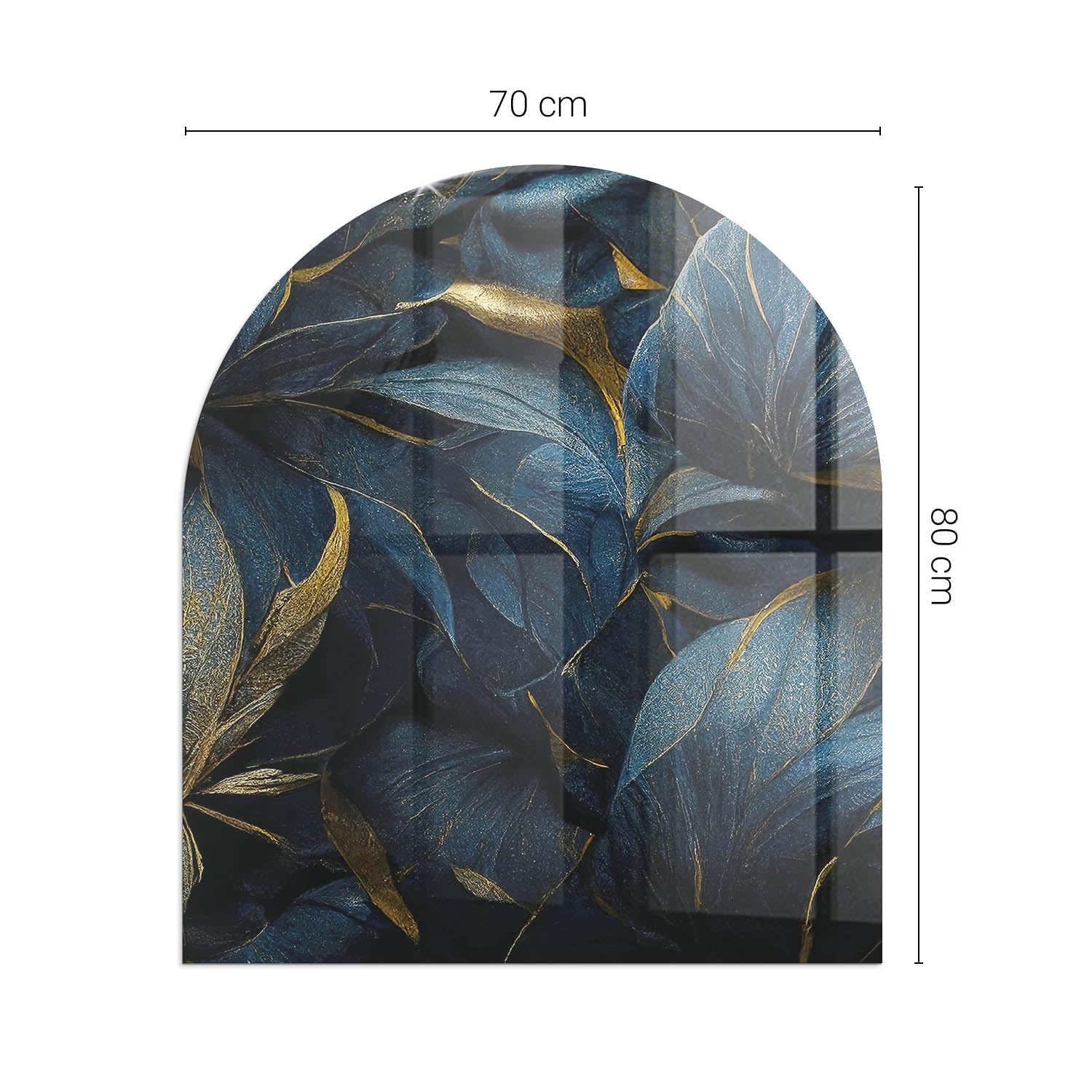 Piastra per camino e stufa 80x70cm Resistente a Scintille Design Elegante Protezione del Pavimento di Vetro Temperato Resistente alle Alte Temperature Arco - Foglie eleganti nella consistenza