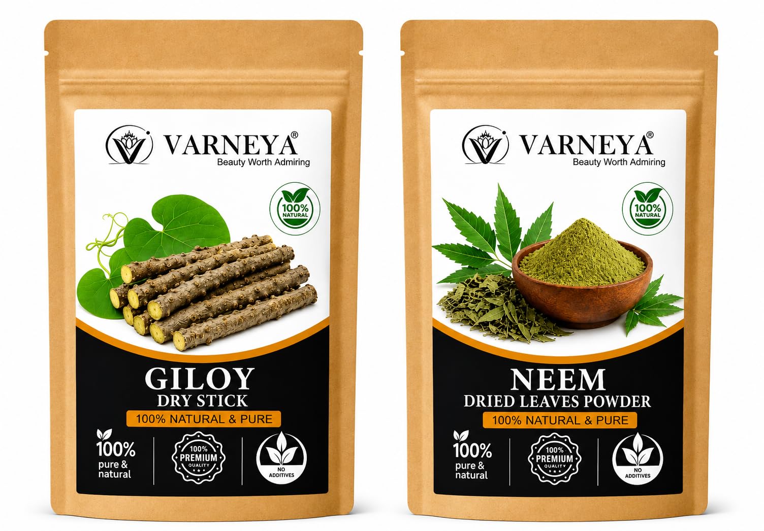 Raw Dried Giloy & Neem Leaves | Herbal Wellness Tea Ingredients | Pack of 2-image-10