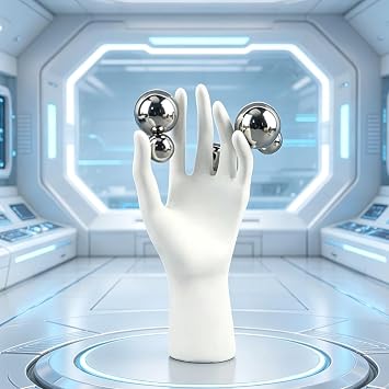 Creative Hand Sculpture, Cyberpunk Hand Statue, Realistic Hand Figure Decor, Abstract White Resin Palm Desktop Decoration, Decor for Living Room, Bedroom, Office Desktop(Silver,L)