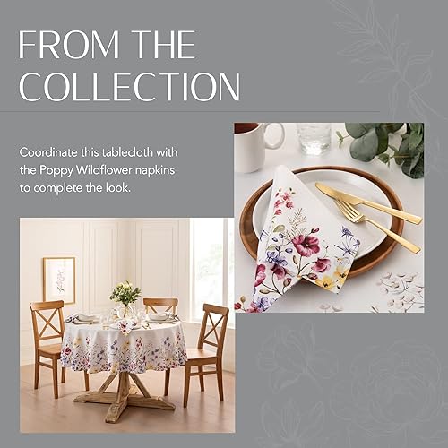 Miniatura 5 de Elrene Home Fashions Poppy Wildflower - Mantel de tela con borde botánico, rectangular, 60 x 84 pulgadas