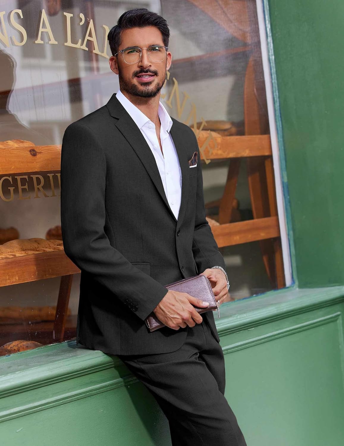 COOFANDY Mens Suit 2 Piece Suit Classic Fit Two Button Blazer Jacket Pants Set Business Wedding Party Suits for Men - Image 4