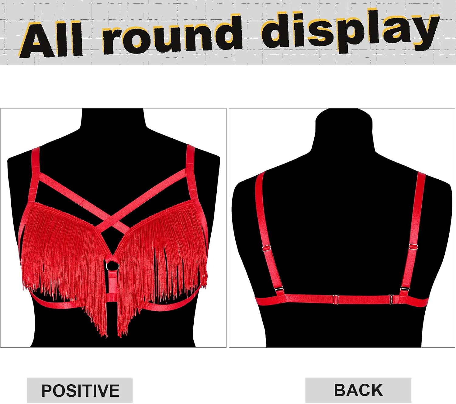 Women's Body Harness Punk Bra No Cup Plus Size Tassel Fashion Bra Gothic Christmas Carnival Halloween Dance Wife Gift