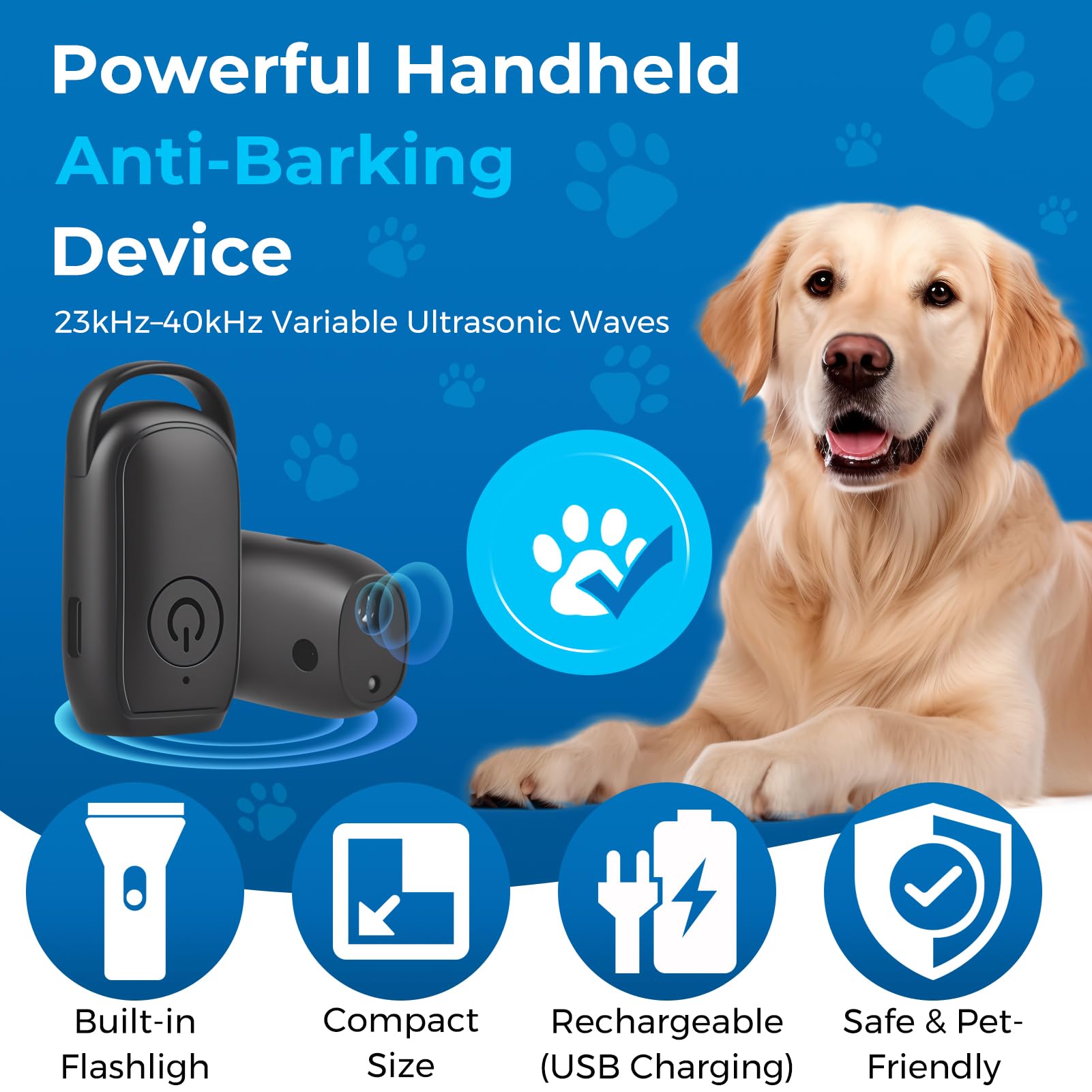 Antibell Ultraschall Gerät für Hunde, Ultraschall-Hundetrainingsgerät zur Bellreduktion – Effektiver Bellenstopper für kleine und große Hunde, flexibel einsetzbar im Innen- & Außenbereich