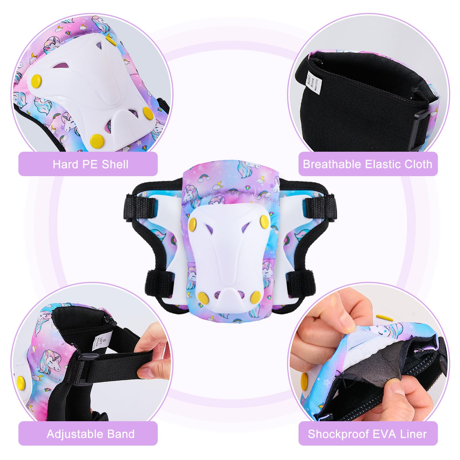 MHJY Casco Bici Bambino Casco Bicicletta Bambina Protezioni Della Testa Regolabile Ginocchiere e Gomitiere e Polsiere per Skateboard Skate Moto Monopattino Pattini per Ragazze e Raga 3-8 Anni