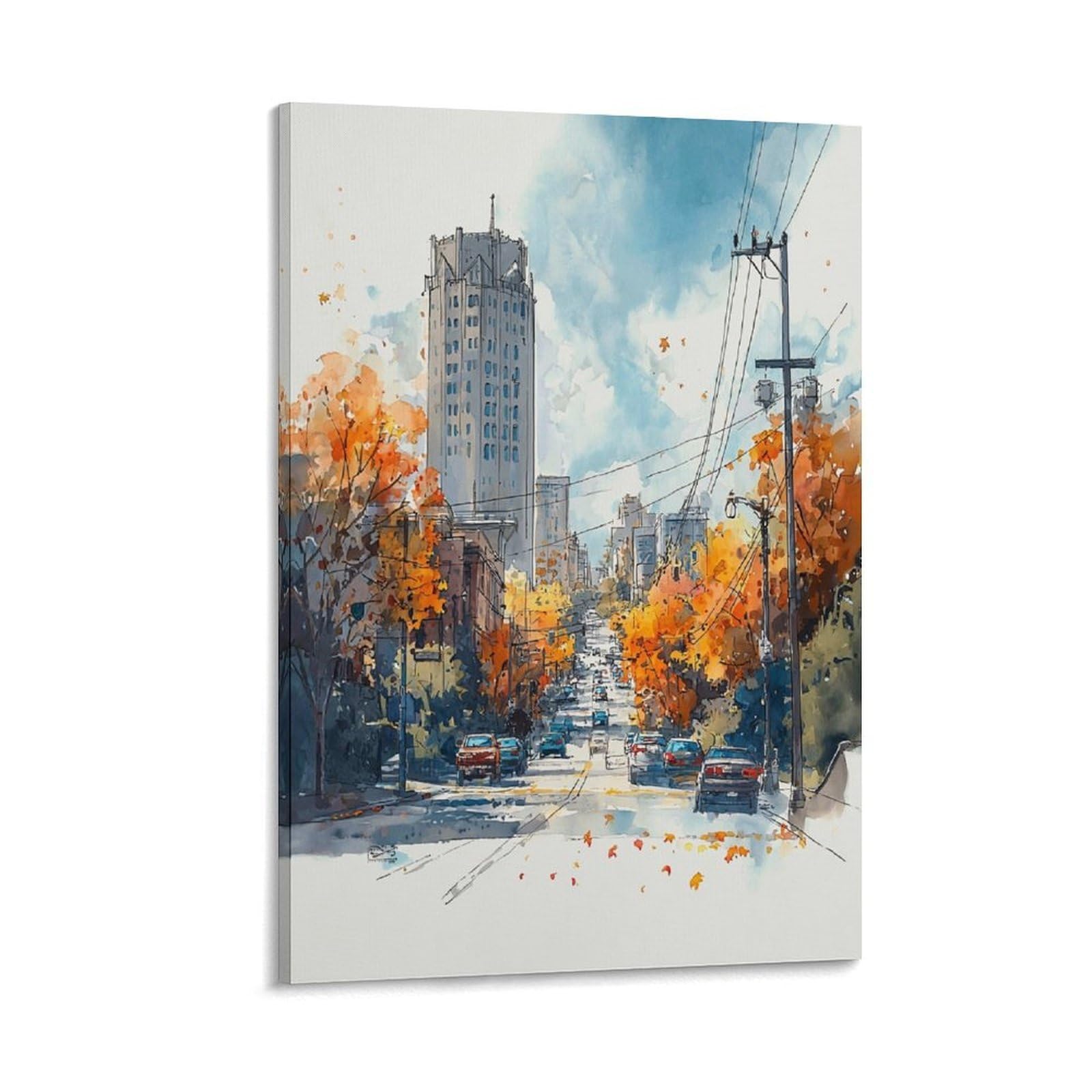 CNAHEIZ WINNIPEG Edition Manitoba 20x30inch(50x75cm) Vintage Travel Poster Watercolor Canvas Art