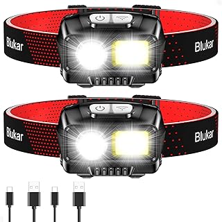 Blukar LED Headlamp Rechargeable,2000L High Lumen Super Bright Dimmable Headlight Flashlight with Motion Sensor- 8 Modes,S...
