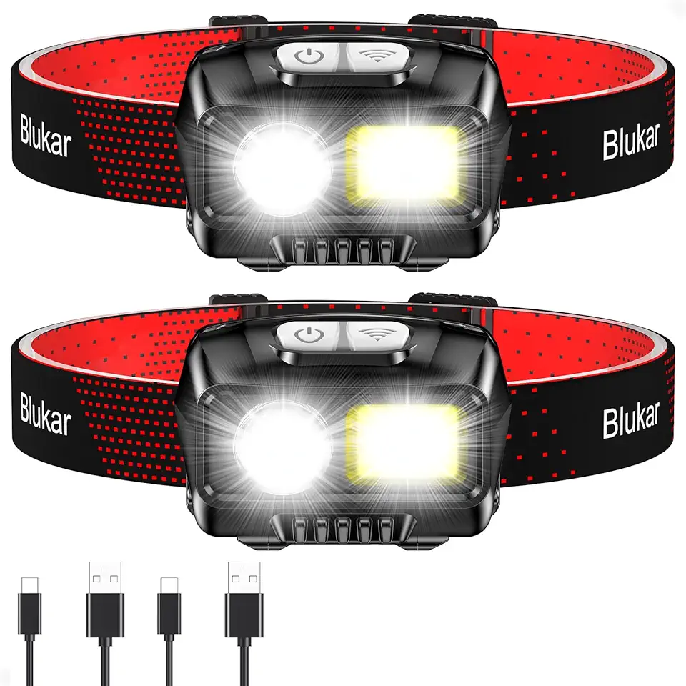 Blukar LED Headlamp Rechargeable, 2000L Super Bright Headlight Flashlight