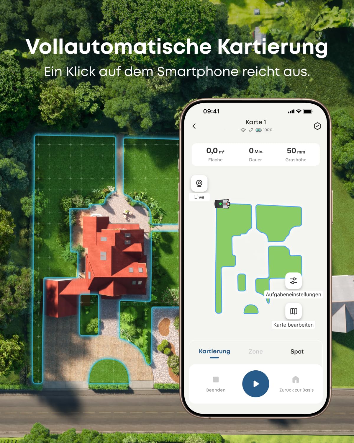 eufy E15 Mähroboter, Keine Signalausfälle, Kein RTK, TrueVision Technologie, Smart-Navigation, Garten bis 800m², Präzisionsrandschnitt, Hindernisvermeidung, App-Steuerung (Generalüberholt)