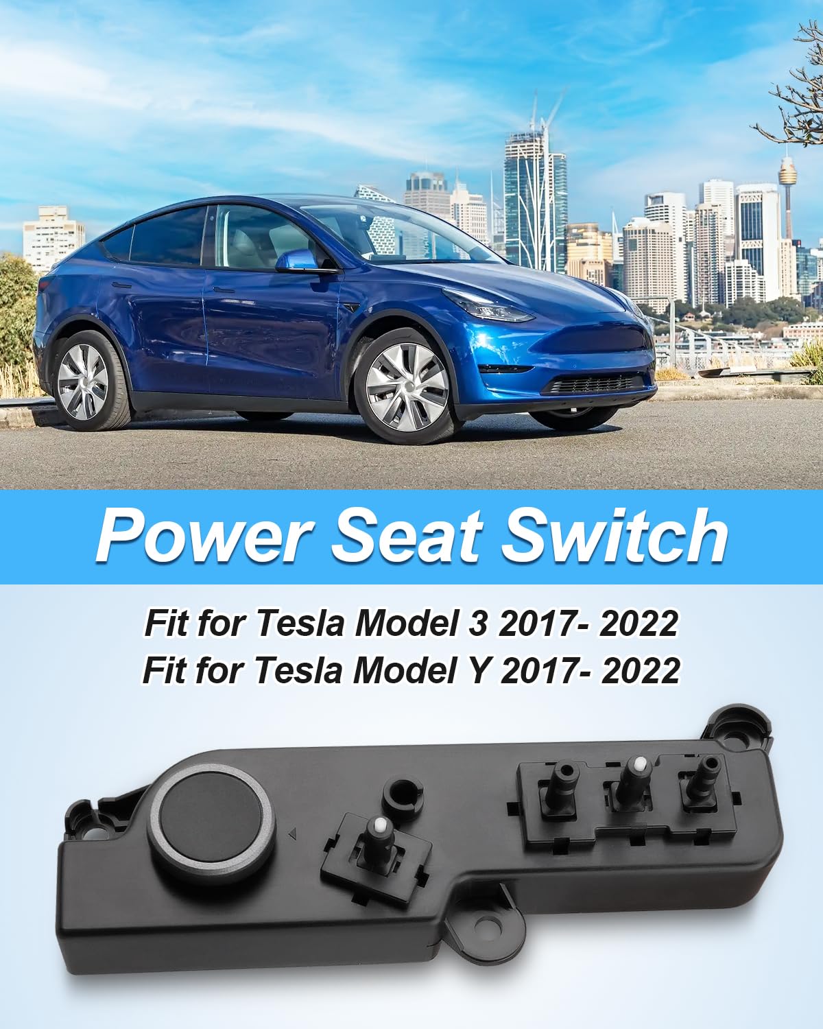 Fit for Tesla Model 3 Model Y Power Seat Control Switch Part ABS Plastic Left Front Driver Seat Replace 1098529 1098529-00-F 1098529-00-0 Adjustment Switch Replacement