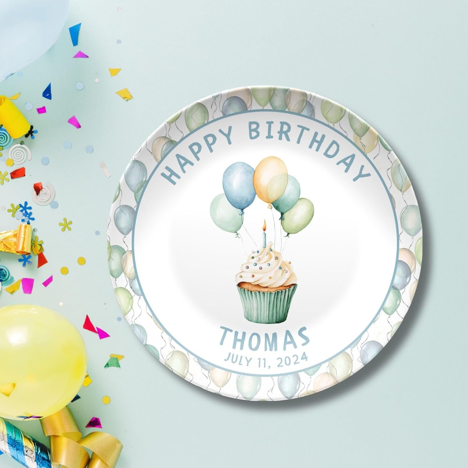 Personalized Birthday Plate - First Party Keepsake - Boys Celebration - Kids Smash Cake Dish - Unique Decorations