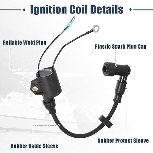 Miniatura 6 de uxcell Conjunto de bobina de encendido para Yamaha 2 tiempos 3 cilindros 25HP 30HP 40HP 50HP 150HP 200HP 225HP 250HP Paquete de bobina eléctrica de