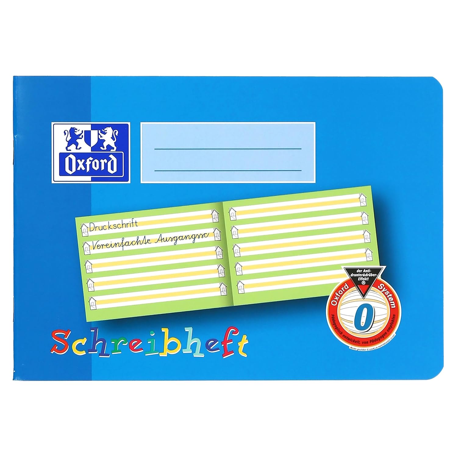 Oxford 100050105 School Learning to Write Notebook, A5, Lineature 0 (First Class) with Coloured Middle Strip A5 quer, 16 Blatt      Office Product