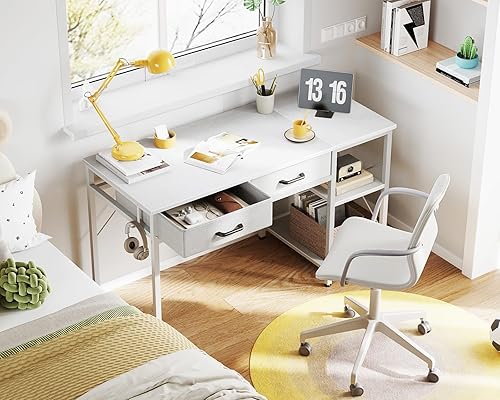Miniatura 8 de Coleshome Escritorio pequeño para computadora con cajones, escritorio reversible de oficina en casa de 40 pulgadas con estantes de almacenamiento,