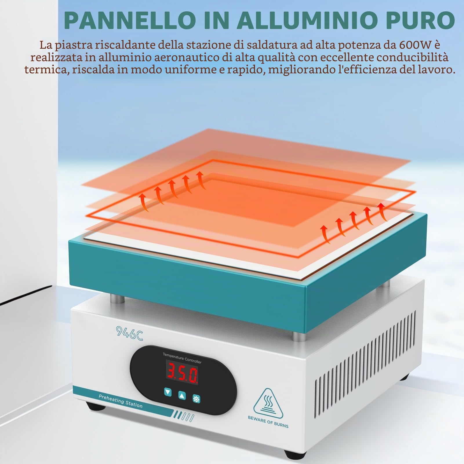 Stazione di Riscaldamento PCB, LED Stazione di Saldatura Piastra calda da 600W 220V Microcomputer Piastra Riscaldante Smartphone Stazione di Preriscaldamento di Rilavorazione per PCB SMD e Lab