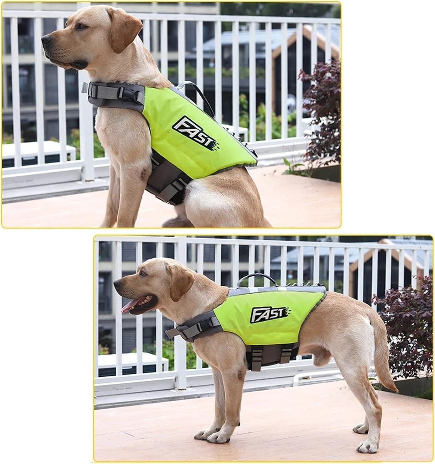 Chaleco Salvavidas para Perro Ajustable con Reflectante, Chaleco de Seguridad Flotante para Natación y Paseo en Barco, con Asa de Rescate para Perros Pequeños, Green, L