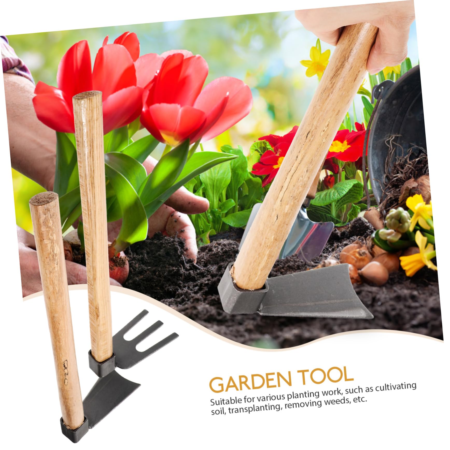 SUPVOX Azada Mango De Madera Herramienta Reutilizable para Desherbar Azada para Cultivo De Hortalizas para Jardinería Casera