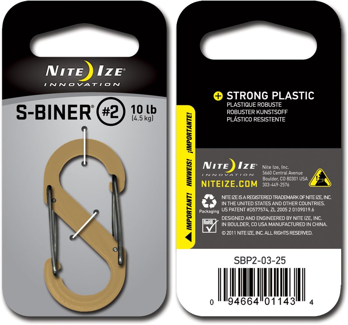 Nite Ize S-Biner Plastic Size #2 - Tan