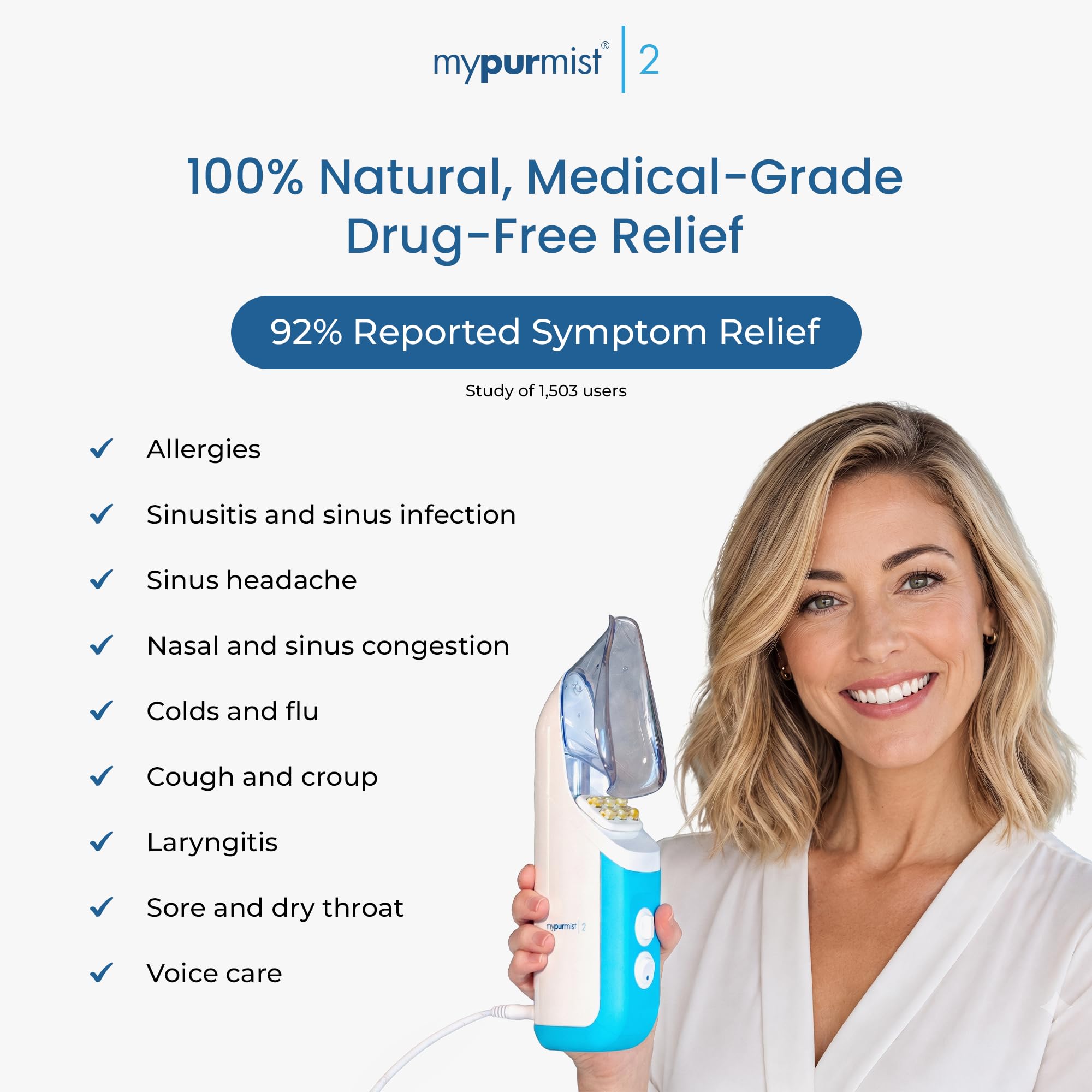 Mypurmist Premium Vorteilspackung – Handheld Ultrapure Instant Steam Inhalator – Schnelle Allergie Nase Verstopfung Erkältung Husten Sinus Linderung – Verdampfer Luftbefeuchter Dampfgarer, Stimmpflege