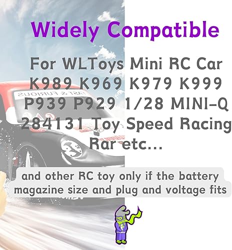 Miniatura 3 de Batería de 7.4V 1000mAh 20C para WLToys Mini RC Car K989 K969 K979 K999 P939 P929 128 MINI-Q 284131 Toy Speed Racing Truck con enchufe JST y cable