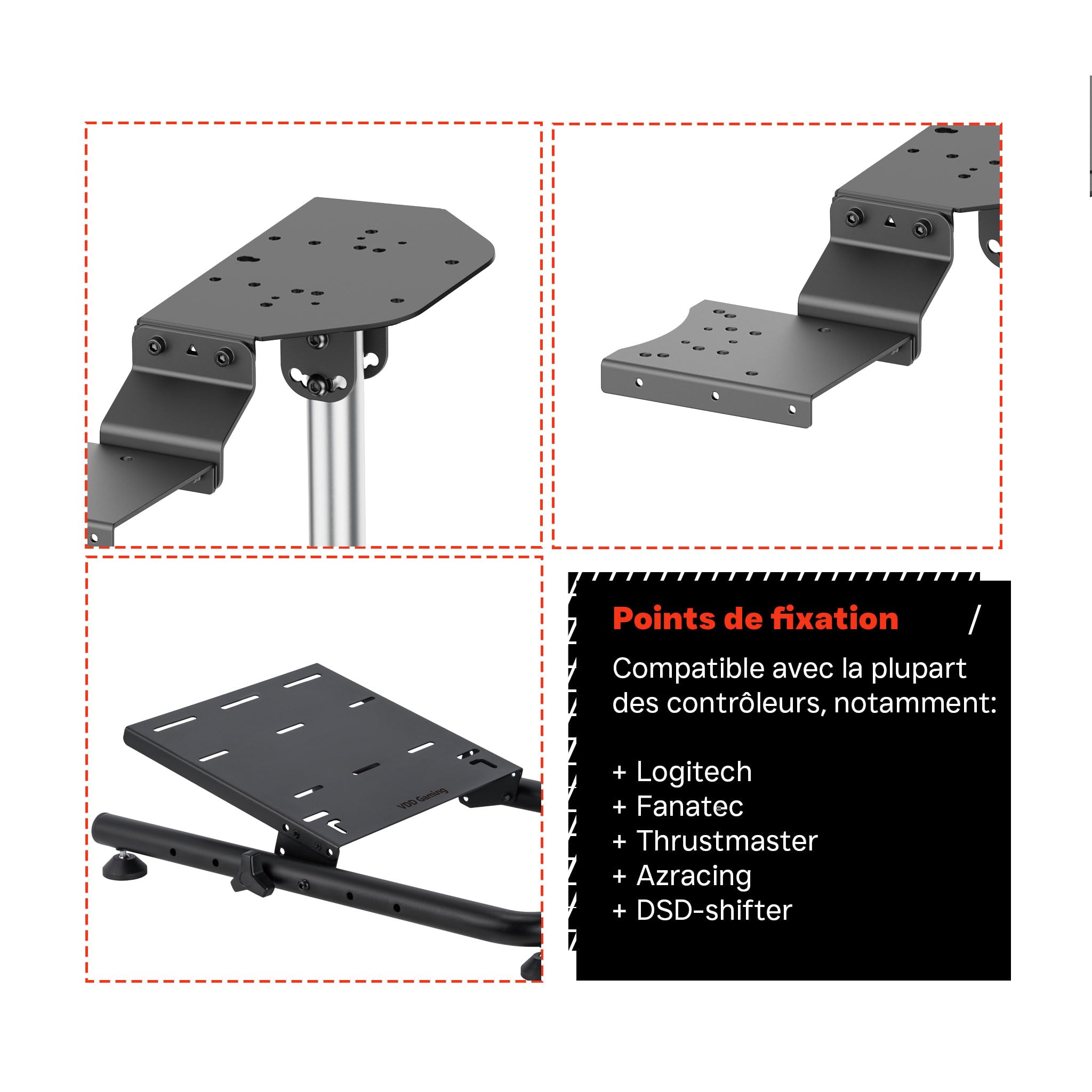 VDD Support de roue - support de roue de course - cockpit de course - logitech - thrustmaster - fanatec