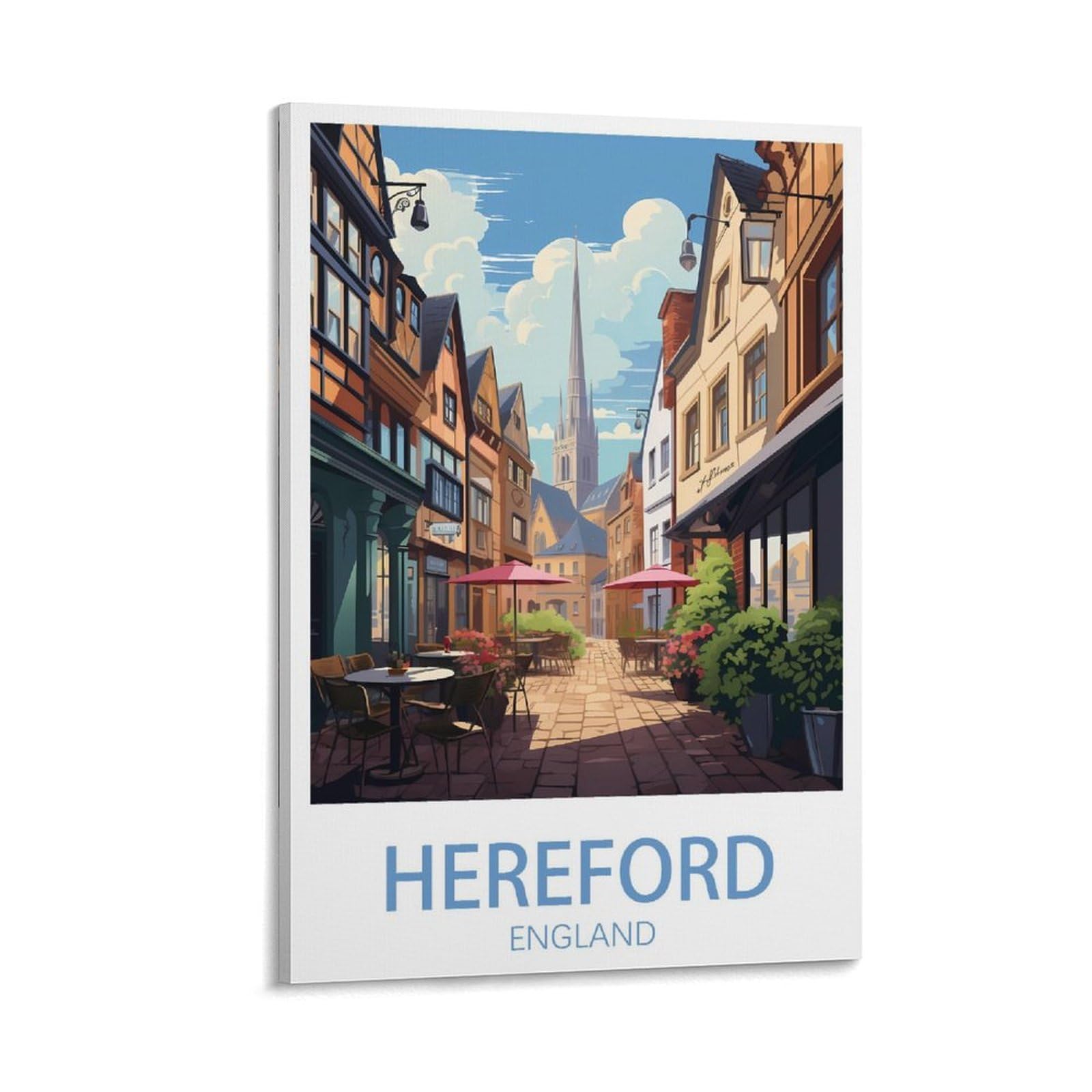 KLYCHF Hereford England Vintage Travel Poster Landscape 08x12inch(20x30cm) Wall Art Picture Print Canvas Art Poster Modern Family Bedroom Decor Posters