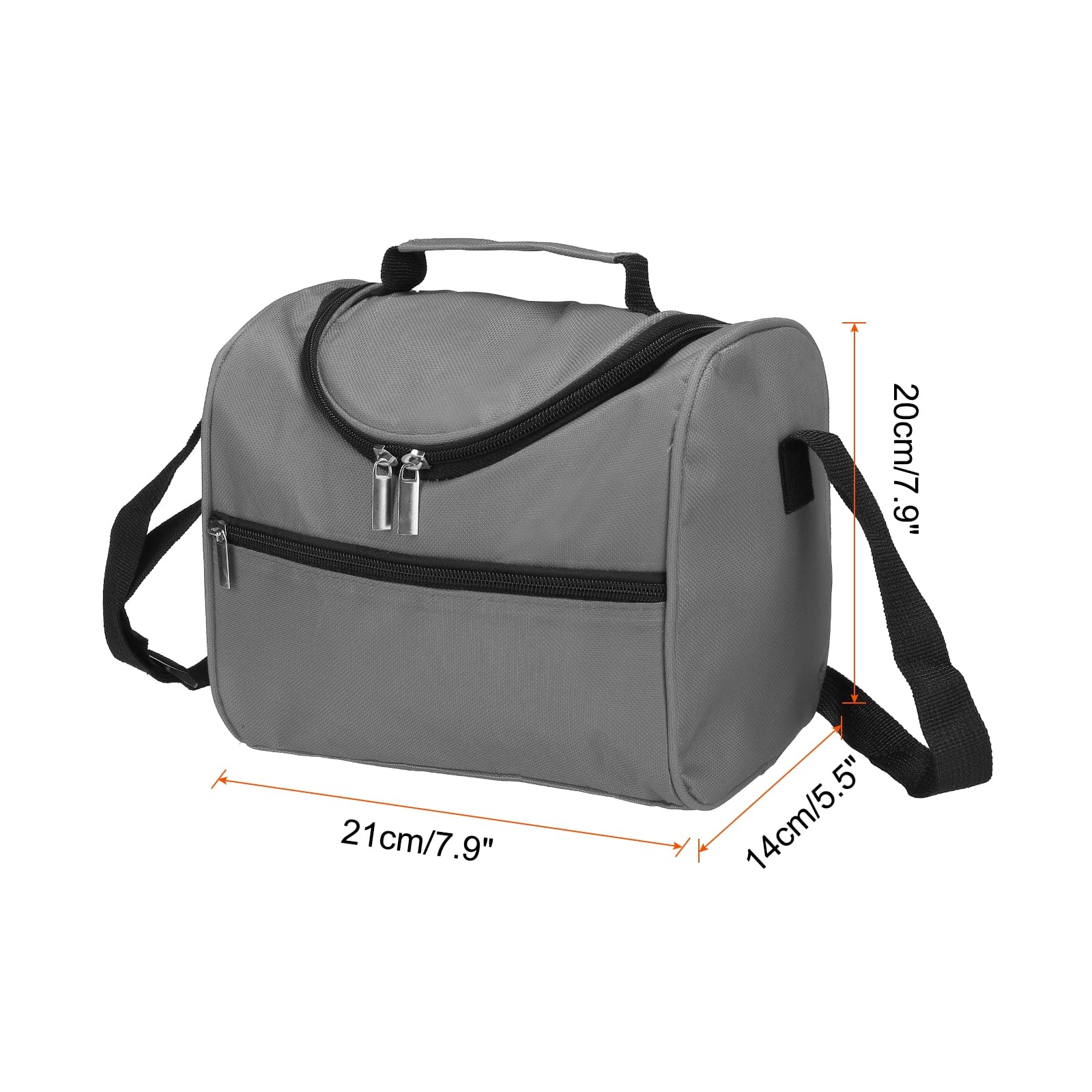 Boîte à déjeuner pour femmes/hommes, sac à déjeuner isotherme, sac fourre-tout thermique, récipient à déjeuner réutilisable 7,9 x 5,5 x 8,3 pouces pour le travail, pique-nique en plein air, gris