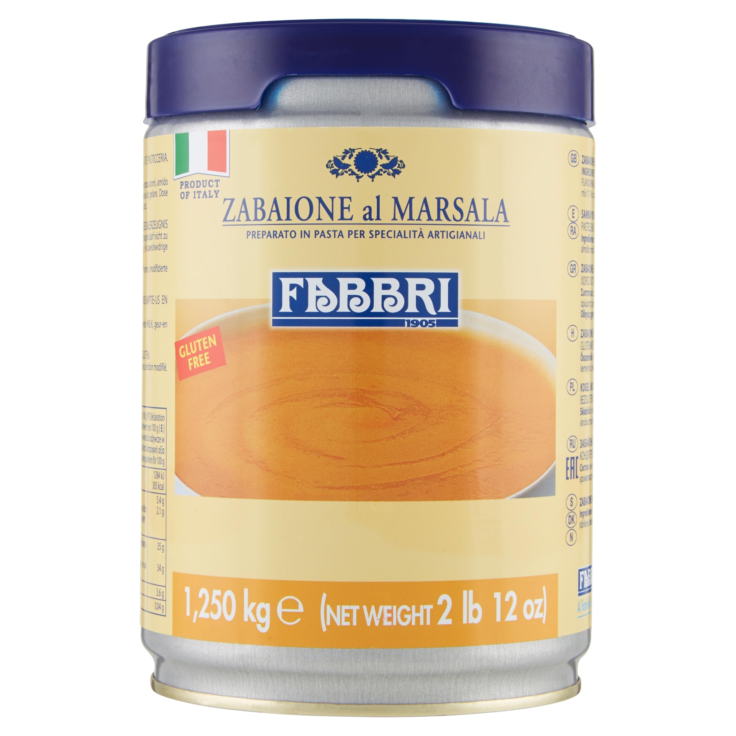 DELIPASTE ZABAIONE AL MARSALA 1,25 KG PREPARATO IN PASTA PER SPECIALITÀ ARTIGIANALI