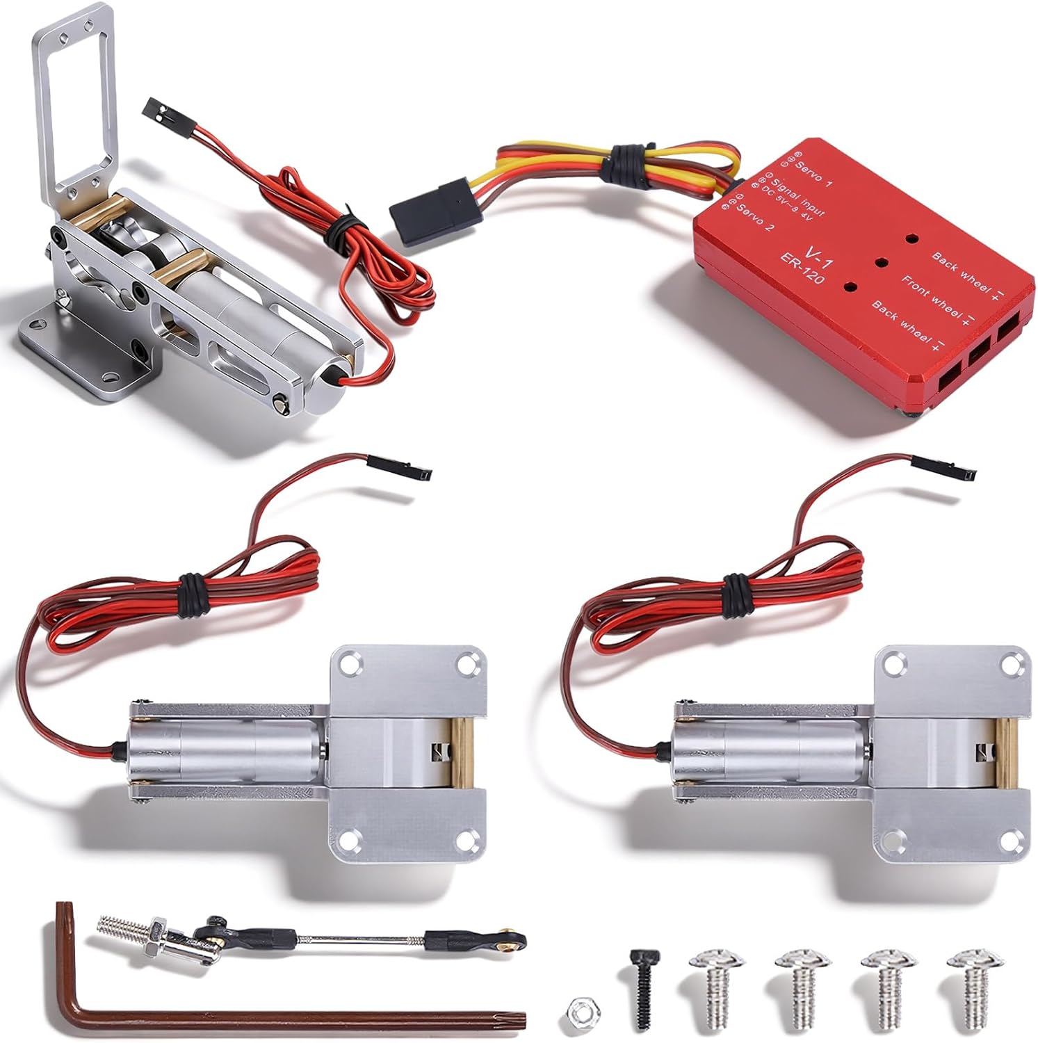 JP Hobby ER-120 Electric Retractable Landing Gear, 27x80x22mm/1.1x3.1x0.9in Alloy Electric Retractable Controller for Fixed Wing Aircraft RC Accessory (Retractable Base + Controller)