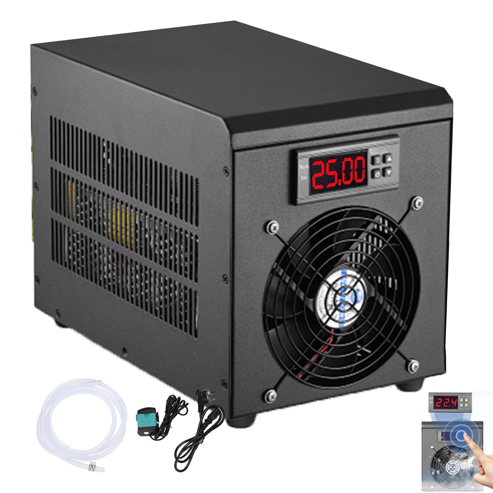 Aquarium Cooler, Aquarium Water Chiller 60L Fish Tank Cooler Heater System 5-40℃ Constant Temperature Device 180W Sustainable Refrigeration,Quiet Water Cooler, with Pump + 2 m Hose,Cooling