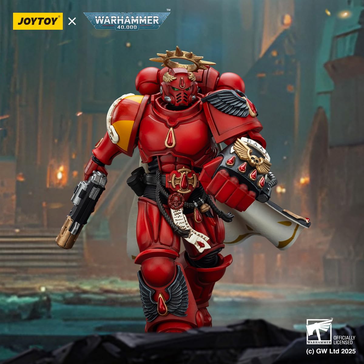 TOYVERSE JOYTOY Figura de acción 1/18 Warhammer 40,000, Capitán de los Ángeles de la Muerte con Pistola Inferno y Puño de Poder, articulaciones móviles Modelo de personaje, 15 años y más