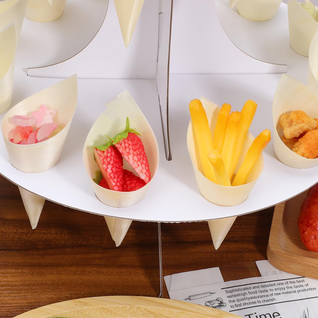 100pcs Food Cones Disposable Ice Cream Holders for Parties Buffets and Catering Rustic Dessert Cones with Tightly Connected Interface for Snacks and Treats