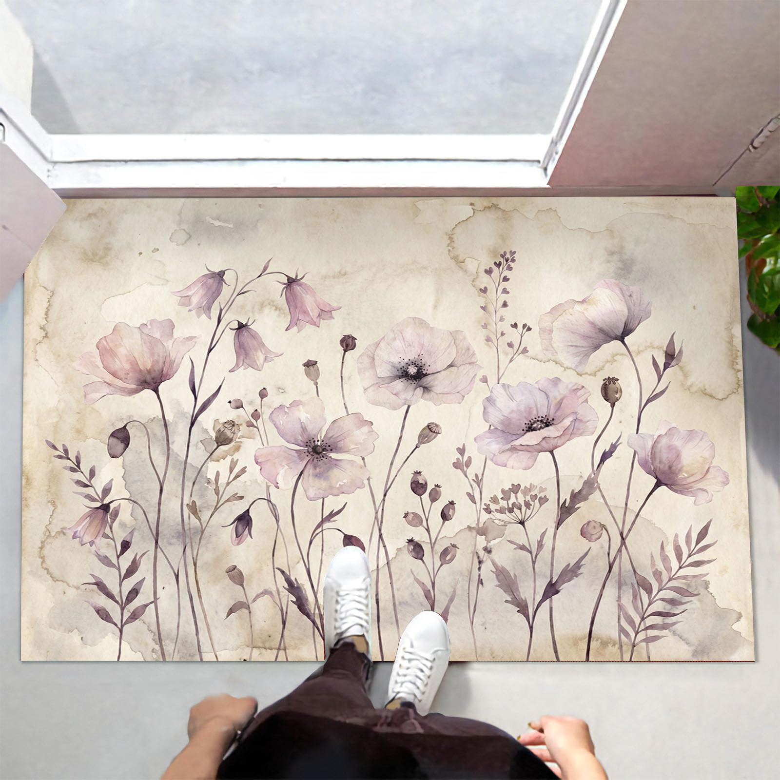 Tapis Entrée Intérieur Paillasson pour Couloir Chaleureux et Cuisine Esprit Aquarelle