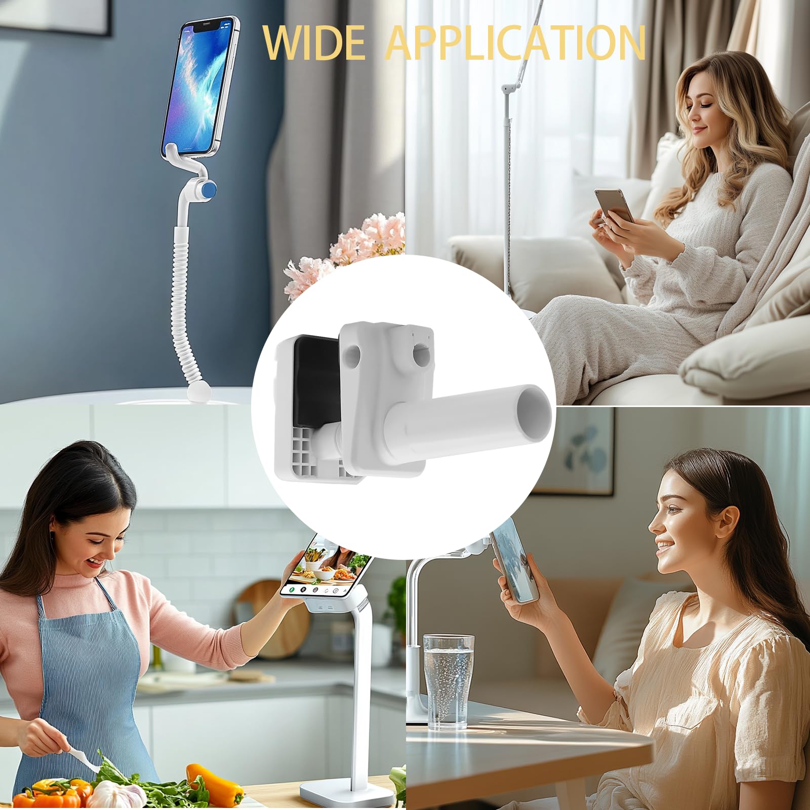 support micro pour perche et bras de micro - fixation stable pour lampes, écrans et micro perche (blanc)