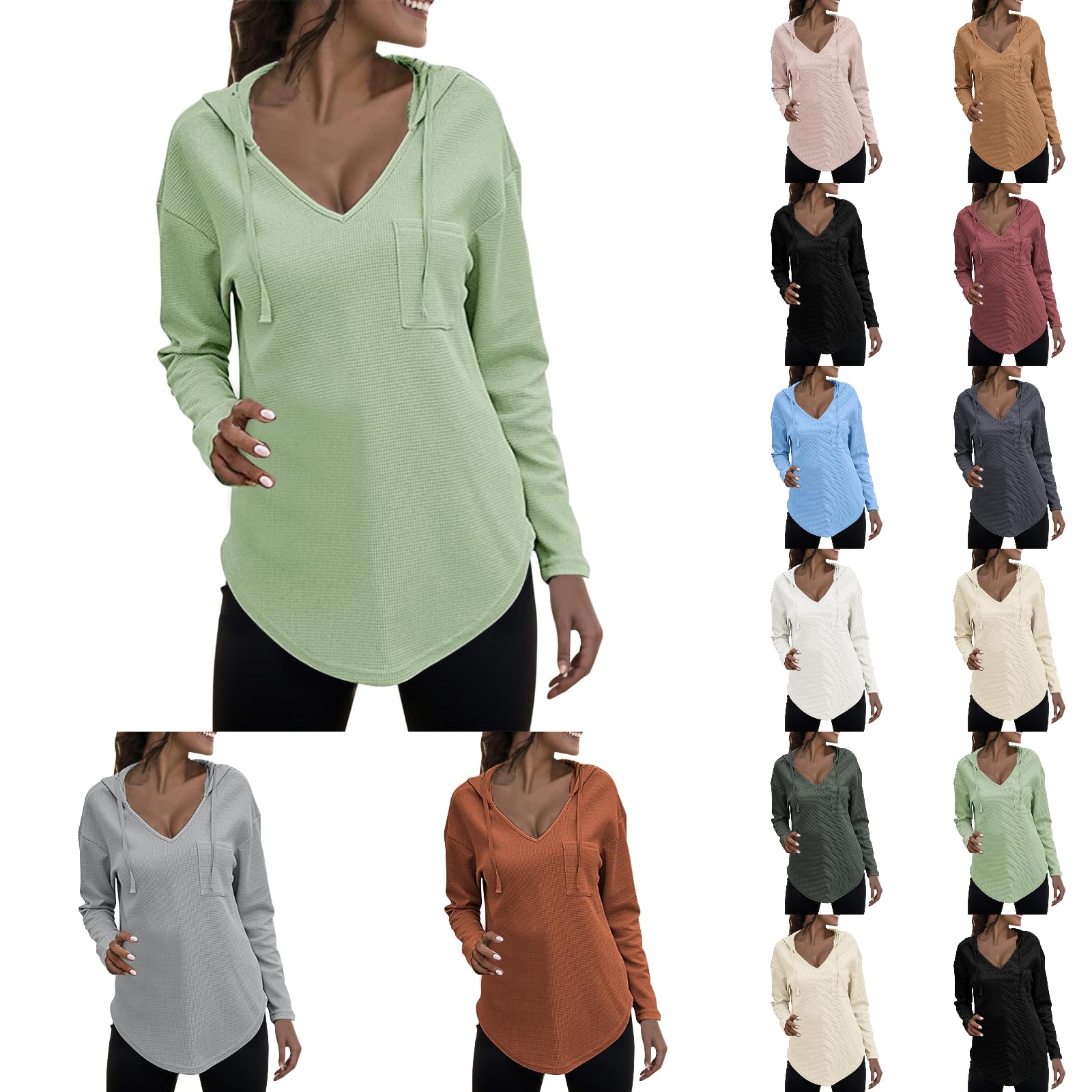 Kapuzenpullover Damen – Leichtes Sweatshirt Aus Polyester-Elastan, Einfarbig Mit Kordelzug Für Herbst & Alltag