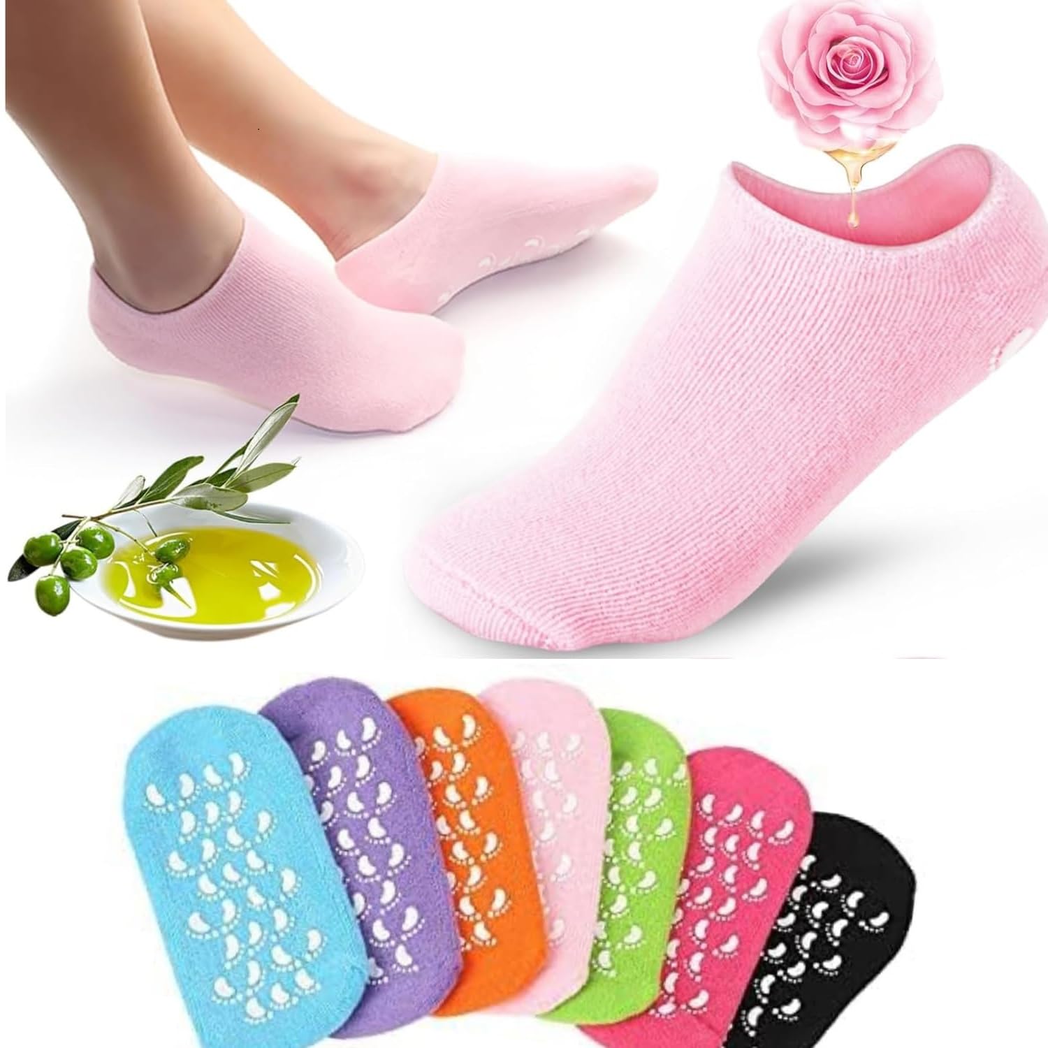 Moisturizing Socks & Gel Socks for Dry Cracked Feet Women - Foot Moisturizer Socks & Reusable Lotion Socks for Cracked Heel Repair - Stocking Stuffers for Women, Fits up to Women Size 8.5 (Multi) (B0CY8Q8QVZ) Amazon Price History, Amazon Price Tracker