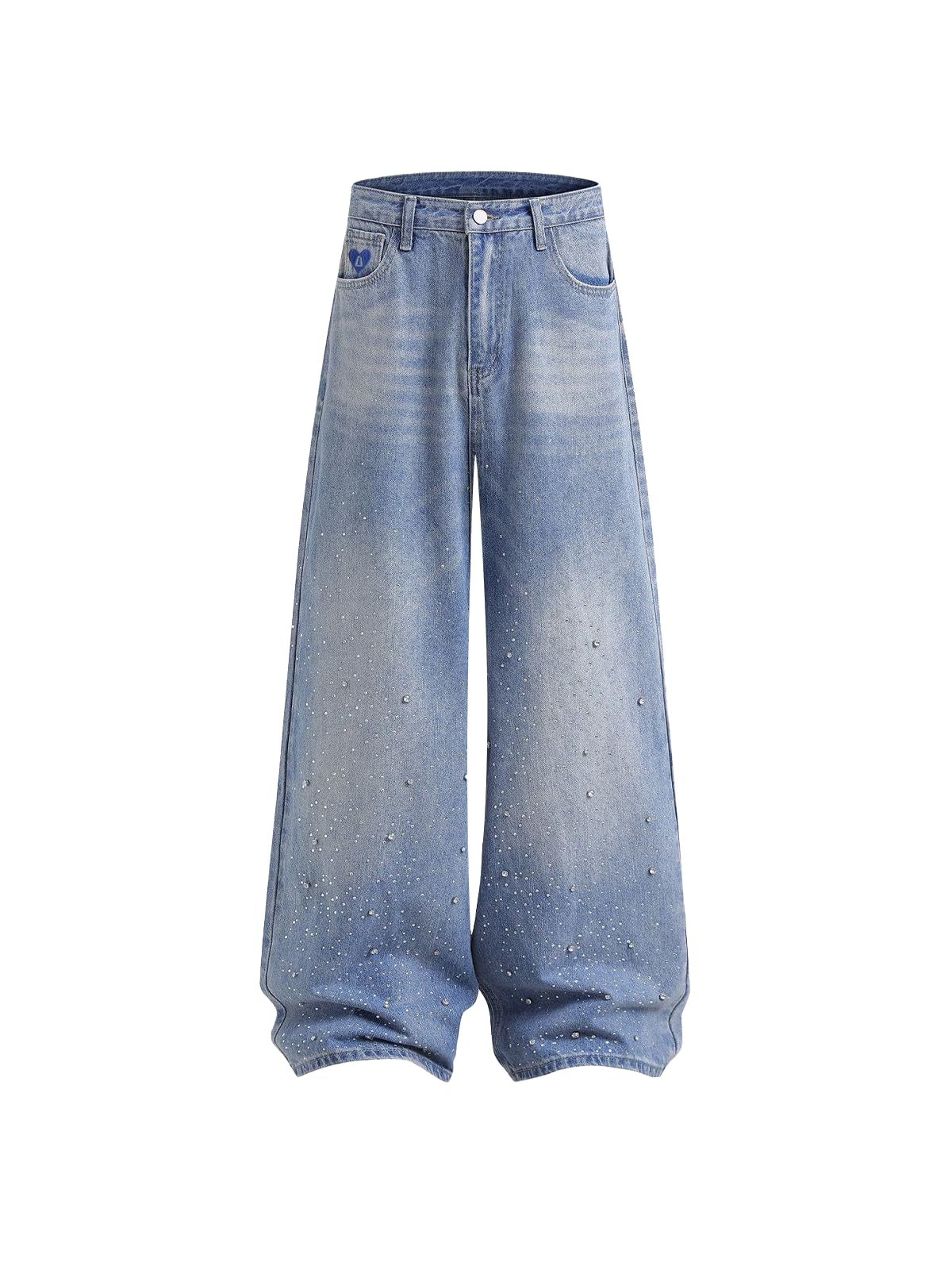Aelfric Eden Baggy Jeans Herren Rautenverzierungen Jeanshosen Damen Hohe Taille Denim Pants Herren Weites Bein Denim Hosen