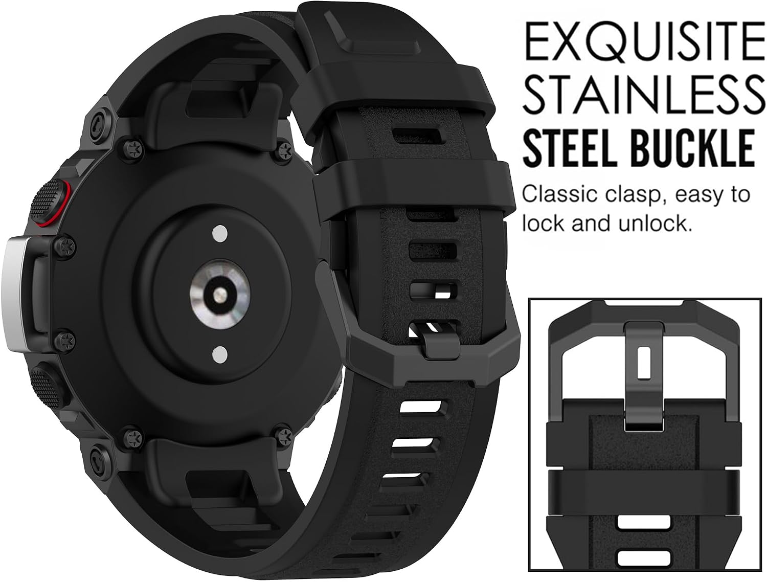 QGHXO Band for Amazfit T-Rex 2, Soft Silicone Replacement Band for Amazfit T-Rex 2 / Active Edge Smartwatch (No Tracker, Replacement Bands Only)