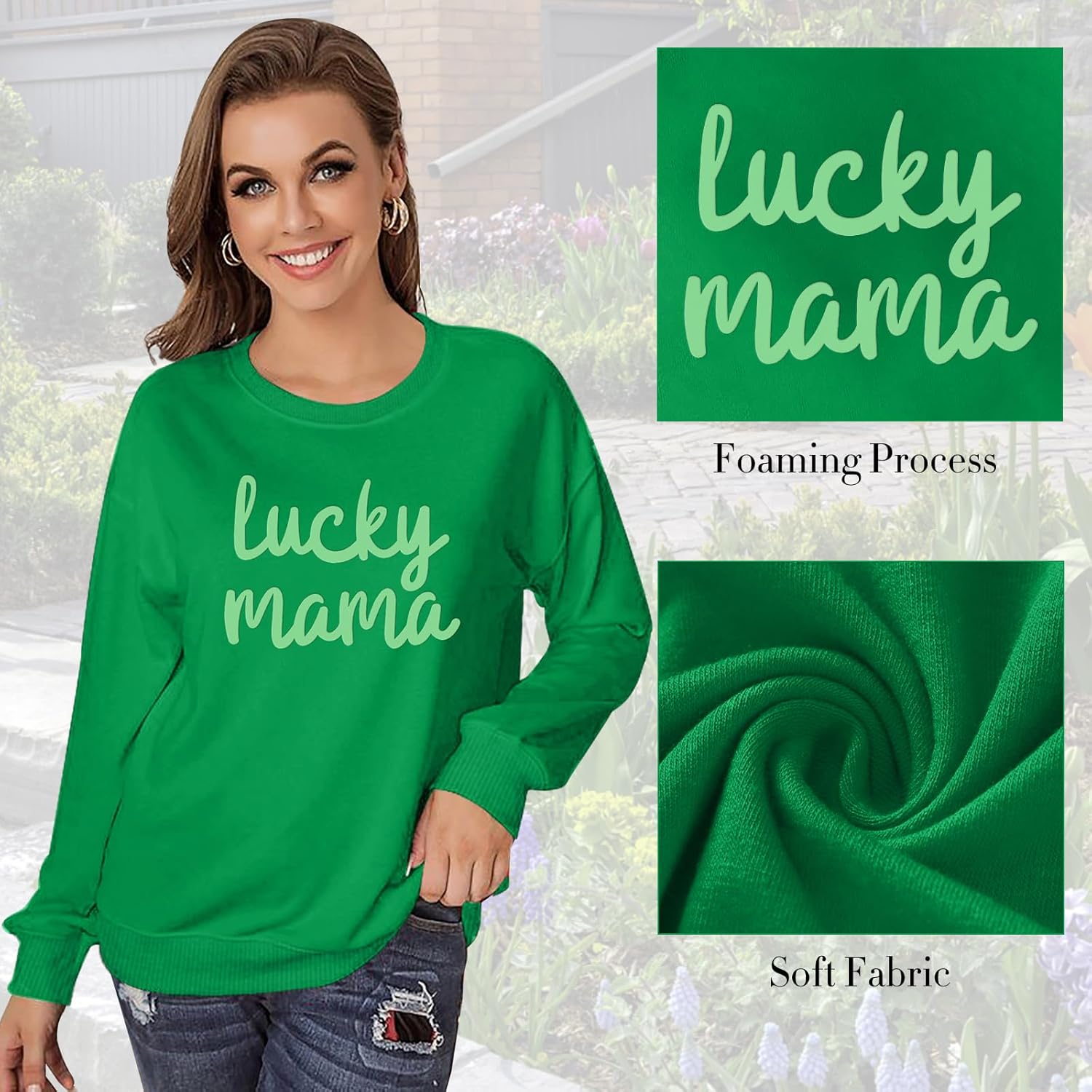 PECHAR St Patricks Day Shirt Women Lucky Mama Sweatshirt Shamrock Long Sleeve Patrick's Day Shirts Irish Gift Pullover - Image 4