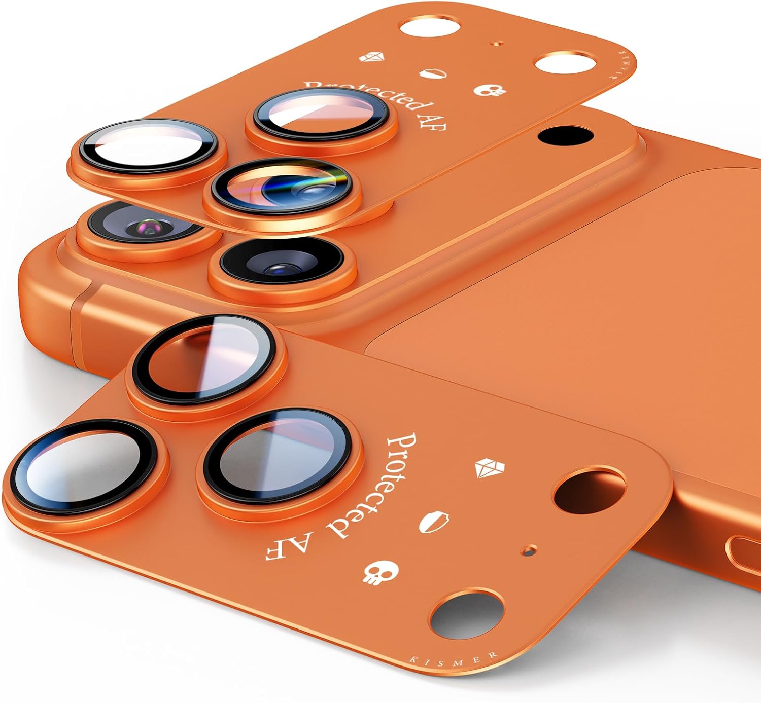 Camera Lens Protector for iPhone 17 Pro Max, Aluminum Alloy + 9H Sapphire Glass, Scratch-Proof HD Lens Cover with Fun Icons, Orange