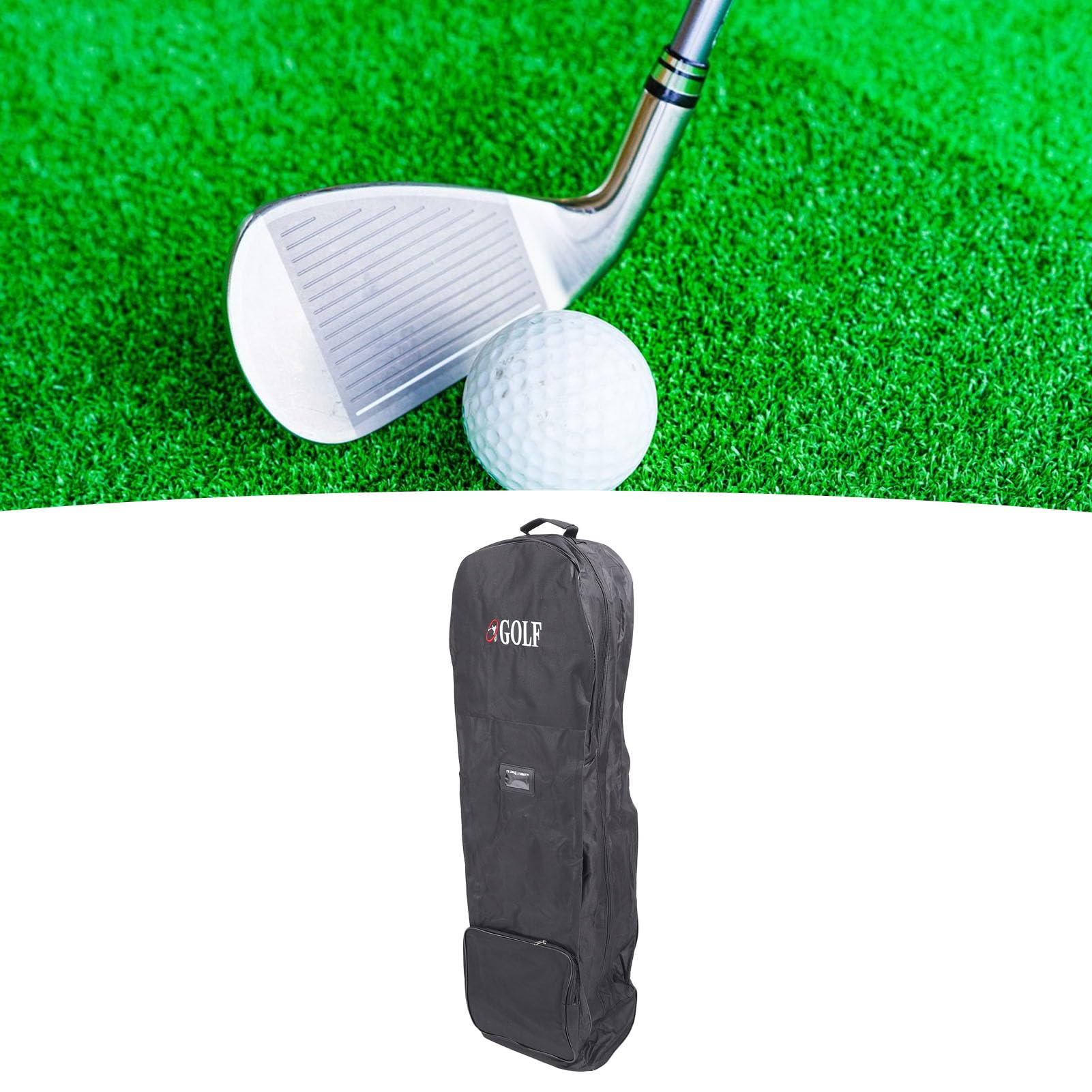 Sac de Voyage de Golf en Tissu Oxford 600D Pliable avec Roue et Poche de Rangement Noir